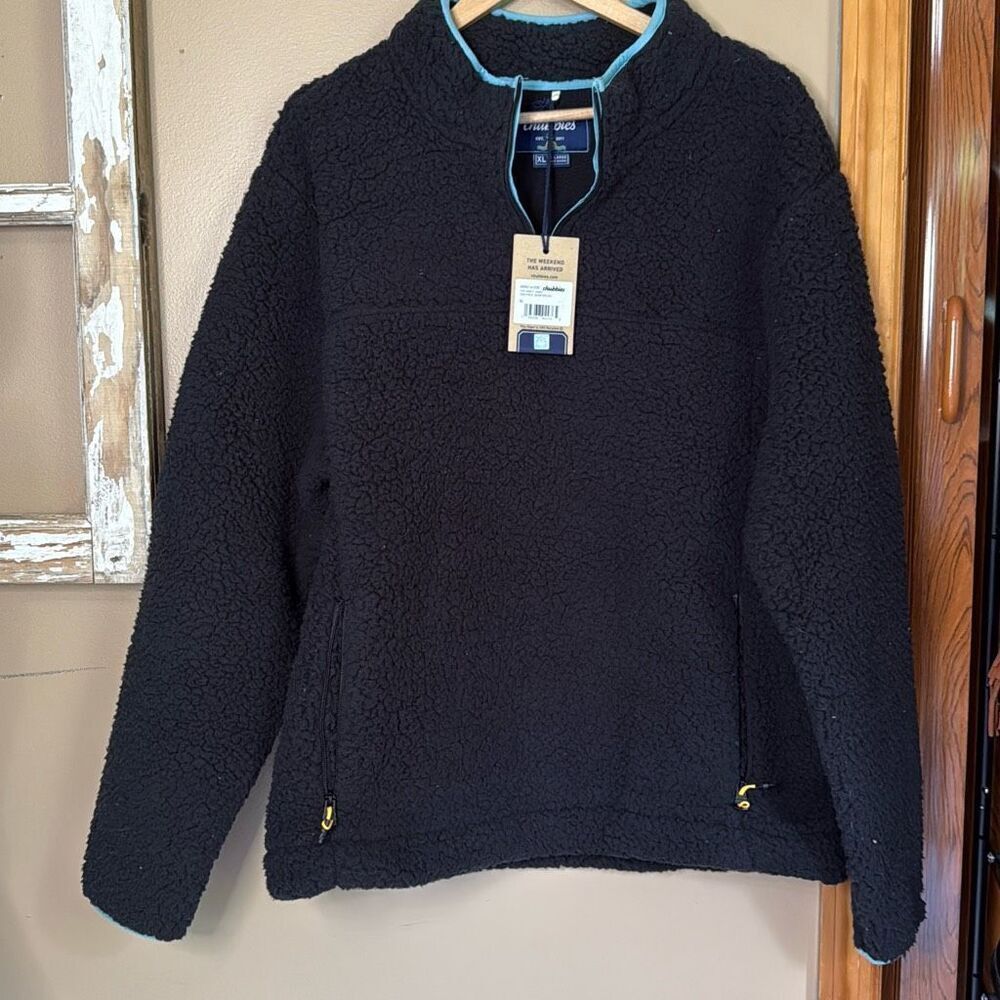 NWT Chubbies night night high pile quarter zip men’s sweater fleece size XL blac